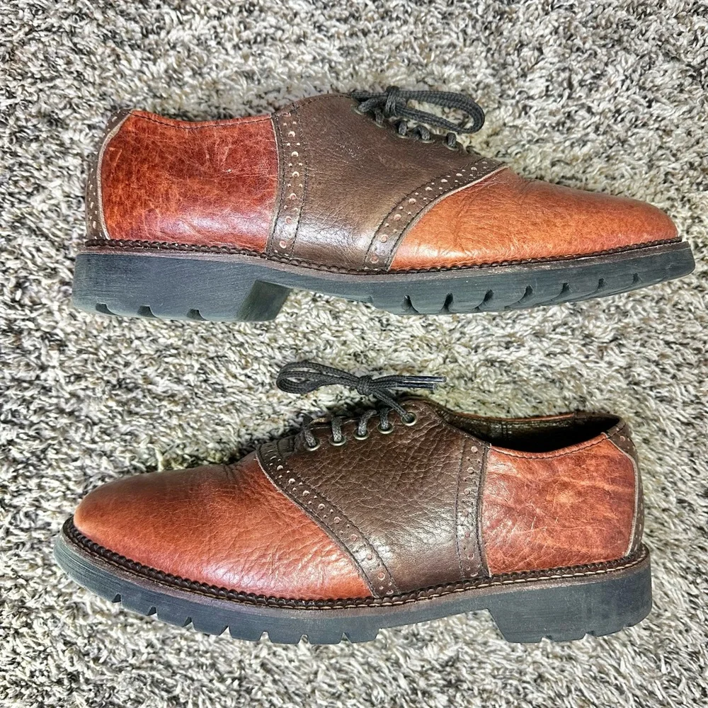 H.S. Trask Shoes Mens Size 8.5M Oxfords Saddle 2 Tone Casual Bison Leather Brown